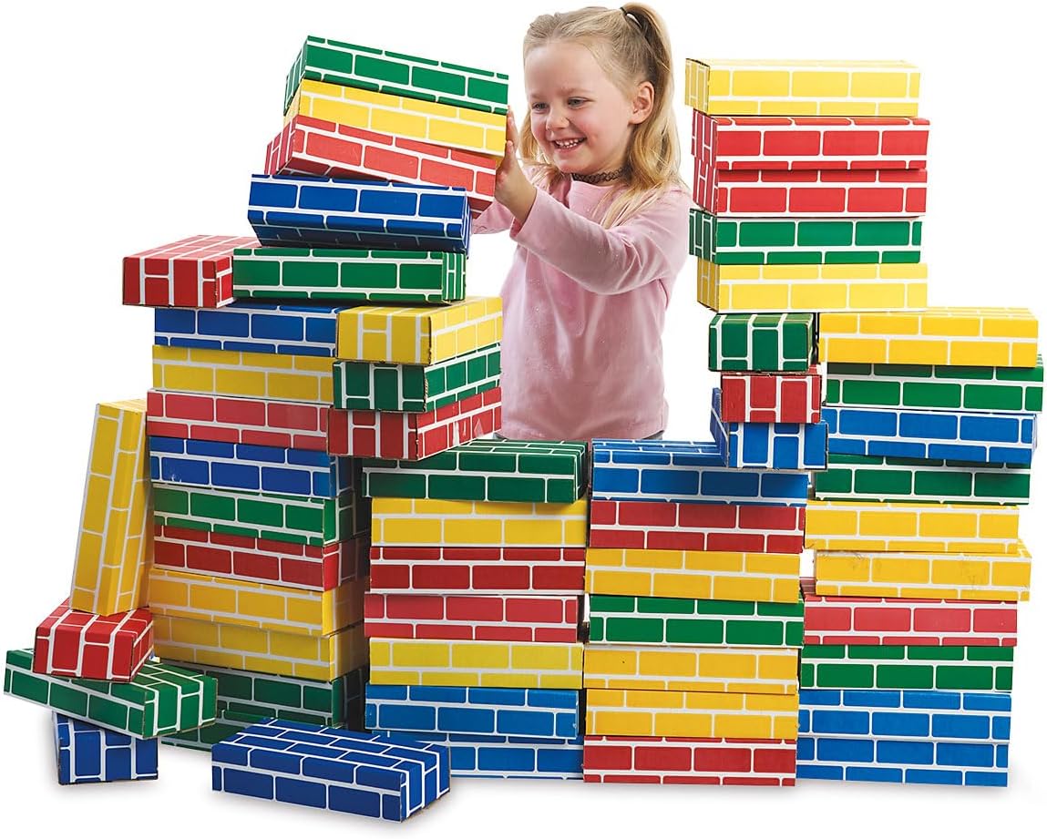Primary Building Bricks - Kids Cardboard Blocks, Each 9" x 4" x 2" (Set of 24)