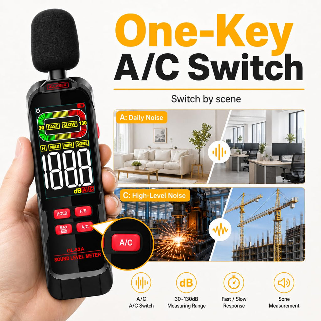 Decibel Meter, Digital Sound Decibel Meter - Range 30-130dB