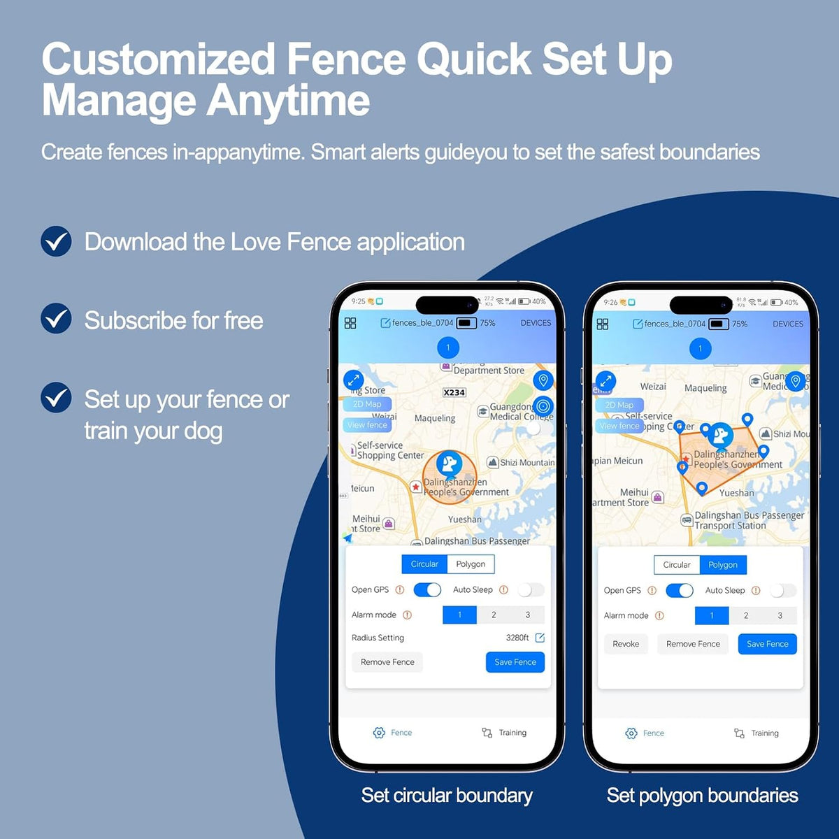 GPS Wireless Dog Fence, Dog Fence Collar, No Monthly Fee for Large Dogs