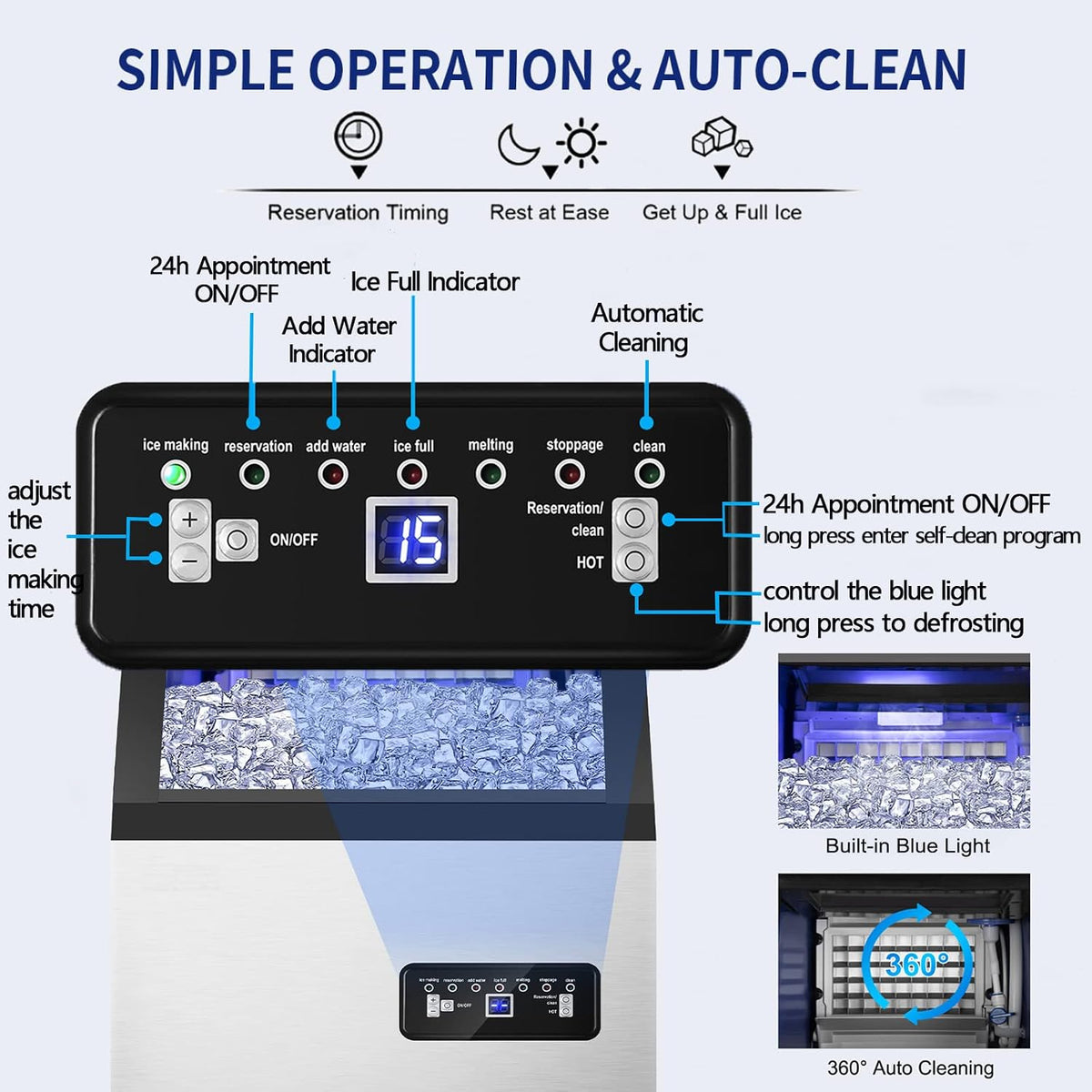 Commercial Ice Maker Machine 120Lbs/24H with 35Lbs Capacity