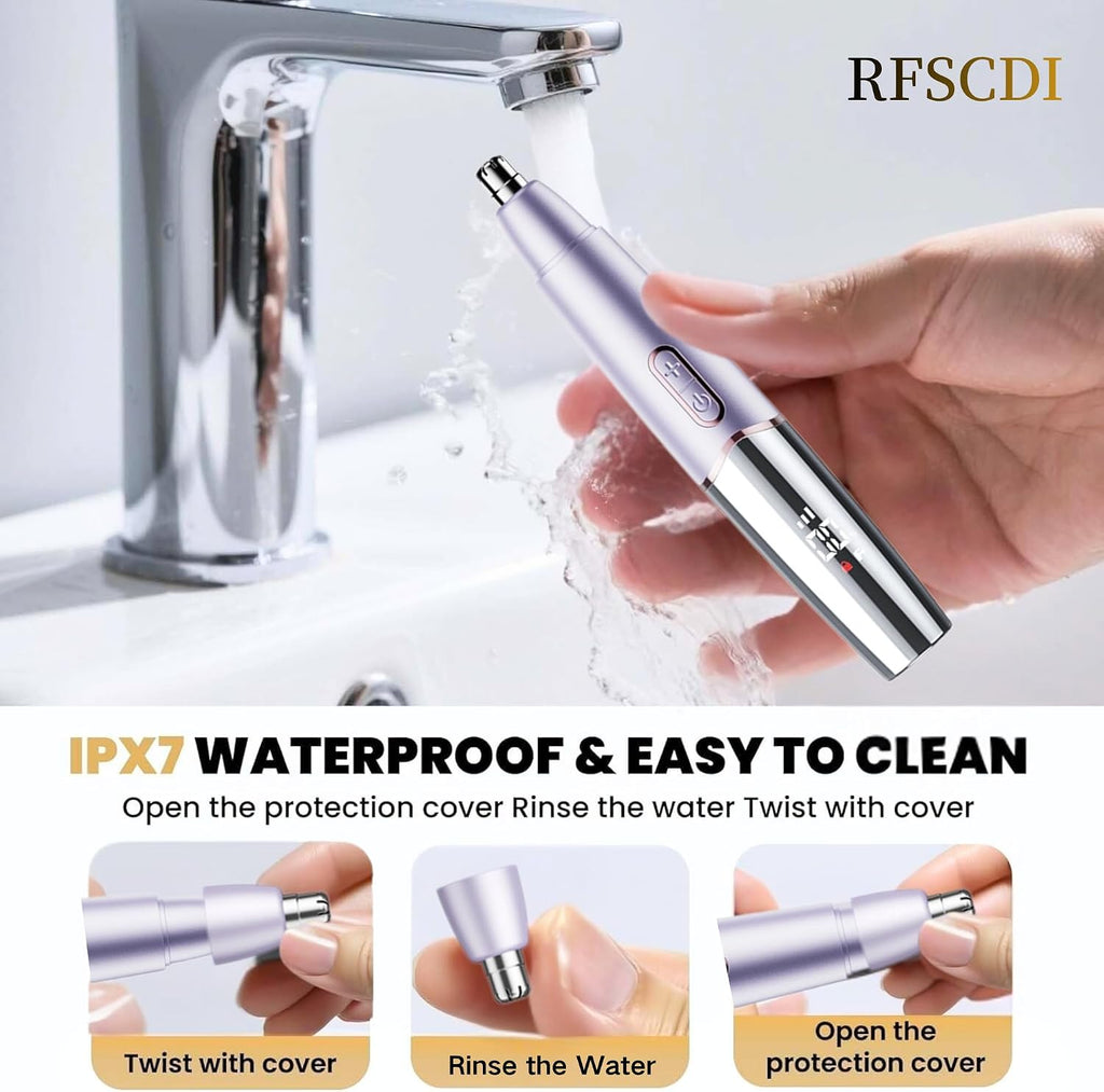 5-in-1 Rechargeable Nose & Eyebrows Hair Trimmer - IPX7 Waterproof Dual Edge Grooming Kit for Men & Women, Perfect