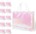 12 Pcs Reusable Glossy Gift Bag, Non-woven Tote Grocery Bag with Handle, Foldable Party Favor Gift Bags