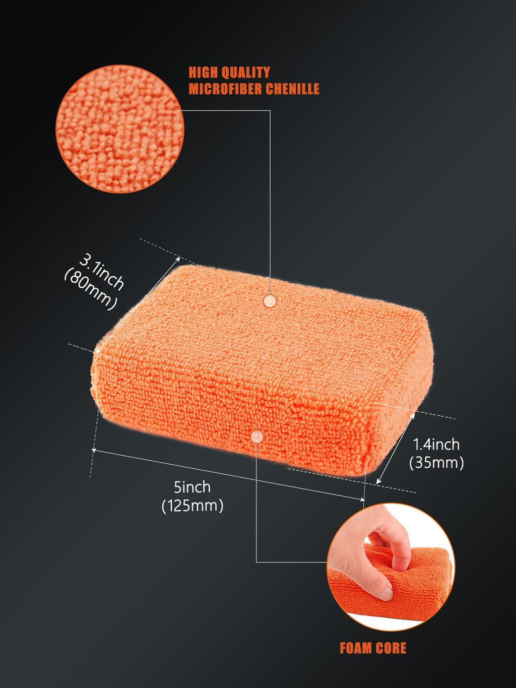 Microfiber Applicator Pad, SPTA Premium Microfiber Sponge and Cleaning Pads,Ultra-Soft, Safe for Sealants, Tire