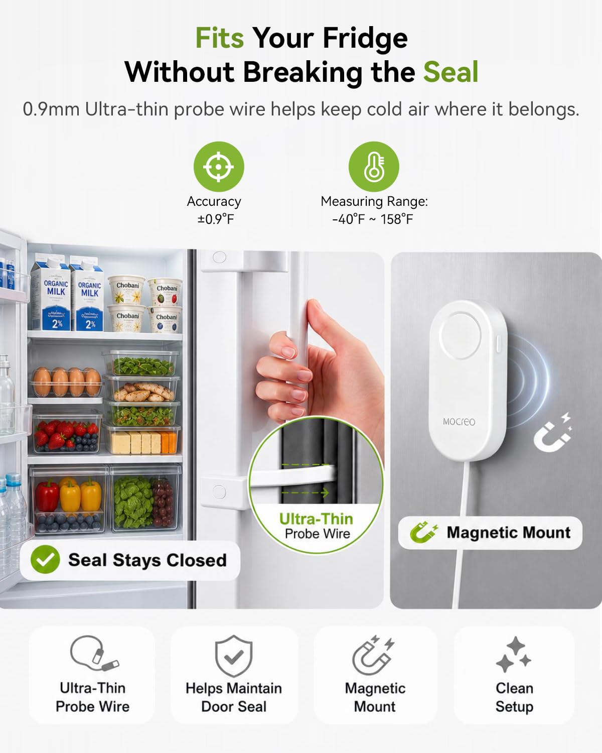 WiFi Thermometer Freezer Alarm, Email Alert, App Notification, Data Record Export, No Subscription Fee, 2 Remote