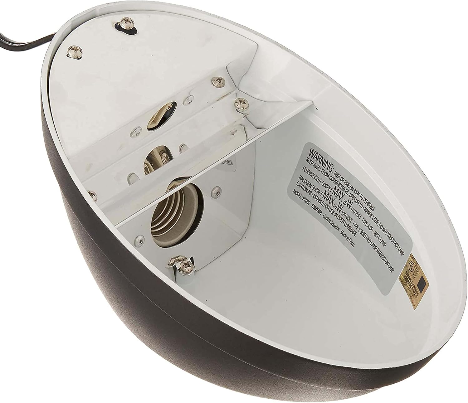 Heat & UVB Basking Fixture Small | Dual reptile light fixture for desert or tropical habitats; uses coil and mini