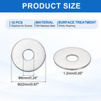 M6 Stainless Steel Flat Washers Round Assortment 10 Pcs