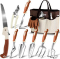 Garden Tool Set,10 Pcs Heavy Duty Gardening Hand Tool Kit for Women Aluminum with Non Slip Ergonomic Handle, Storage