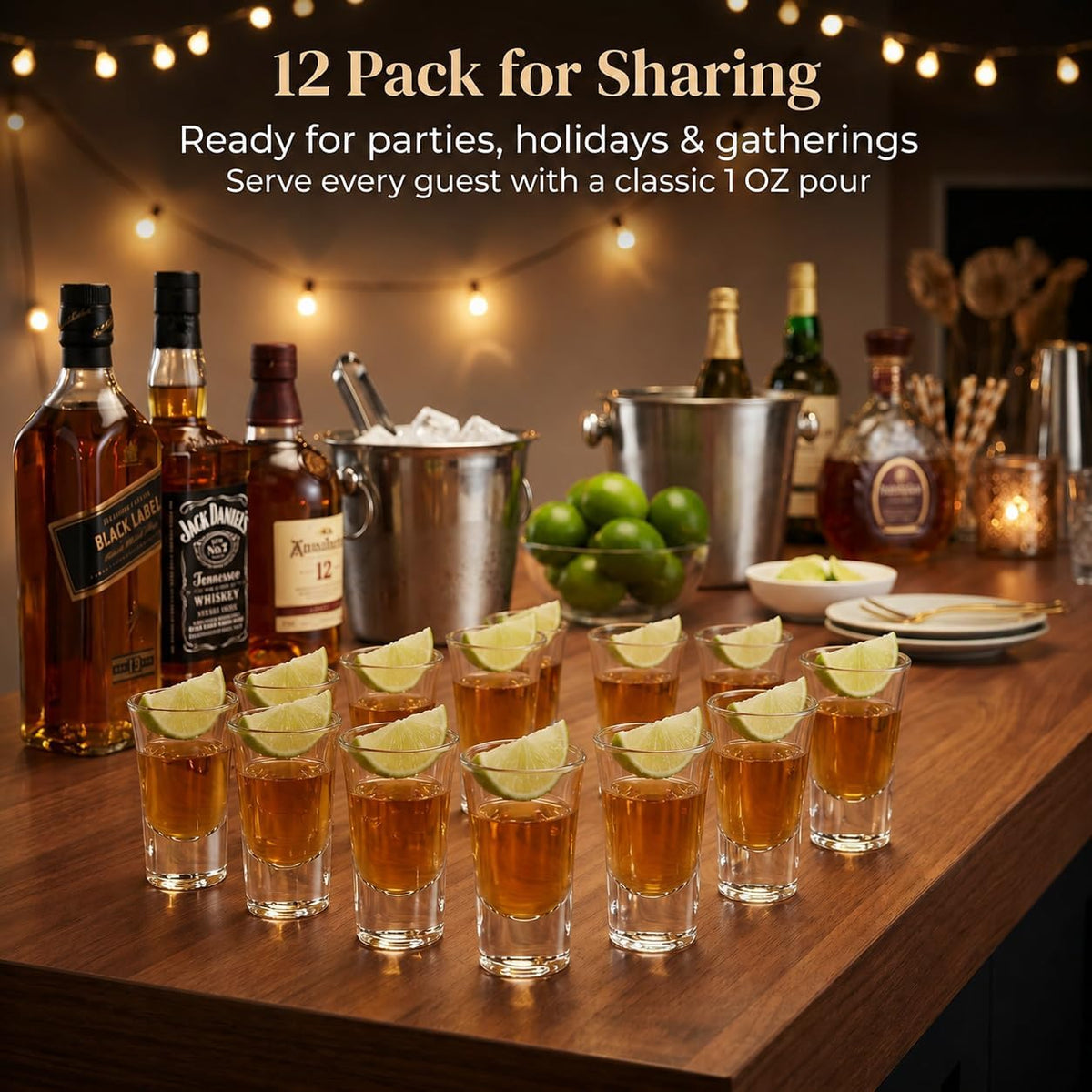 12 Pack 1oz Shot Glasses Set,Clear Shot Glass bulk with Heavy Base