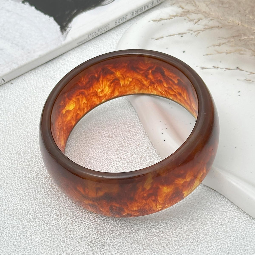 3Pcs Chunky Acrylic Bangles Bracelets Set for Women, Resin Bangle Bracelets Wide Statement Bracelets Stacking Fashion
