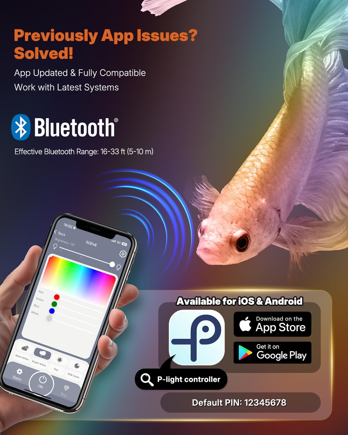 Aquarium Light, 6 W Bluetooth Fish Tank Light, Full Spectrum Clip On Aquarium Lights for 1-5 Gallon Tanks, USB 24/7