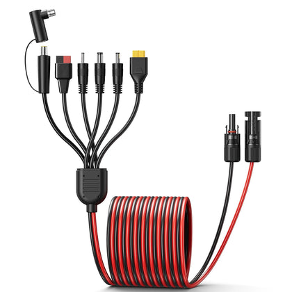 7-in-1 Solar Panel Adapter Connectors,3.6 Feet Universal 12AWG MC4 Cable to DC 8mm XT60 Anderson,Solar Charge Cable