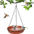 Hanging Bird Bath for Outside, 11" Metal Birdbath & Feeder Bowl, Brown