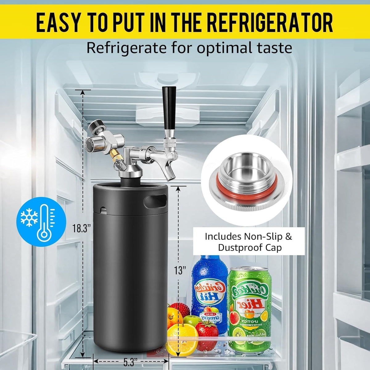 128oz Black Mini Keg Growler Portable Draft Beer Dispenser System