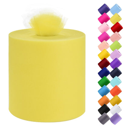 Tulle Fabric Roll, 6” by 200 Yards Tulle Roll(Lemon Yellow)