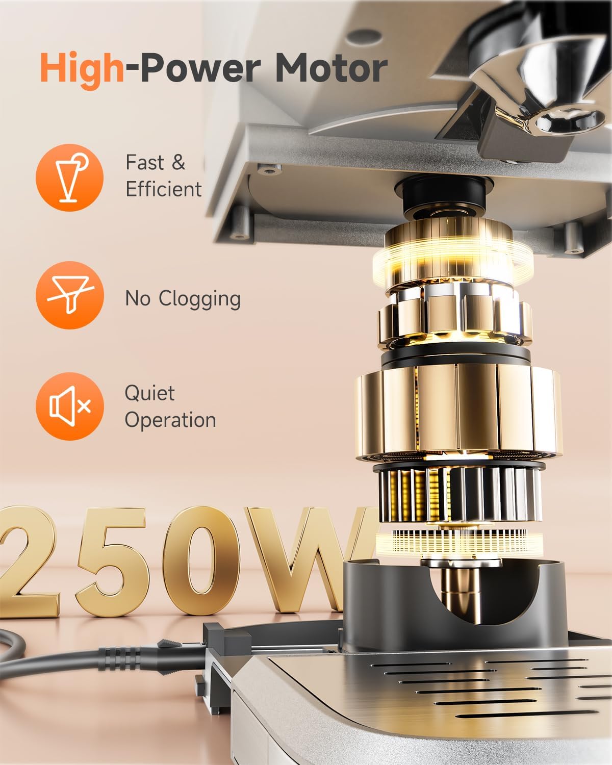 Cold Press Juicer - Large 5.12" Feed Chute, Easy to Clean Slow Masticating for Nutrient Retention Quiet Motor -Silver
