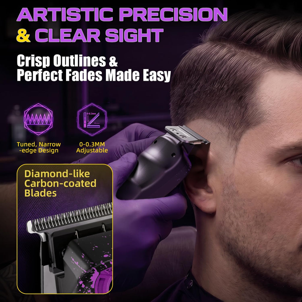 Professional Hair Clippers for Men - Cordless Barber Clippers & Zero-gapped Trimmer Set, High Speed Motor Haircutting