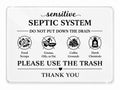 Septic System Drain Reminder Sign: 7 x 5 Inch Adhesive Acrylic