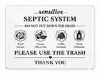 Septic System Drain Reminder Sign: 7 x 5 Inch Adhesive Acrylic