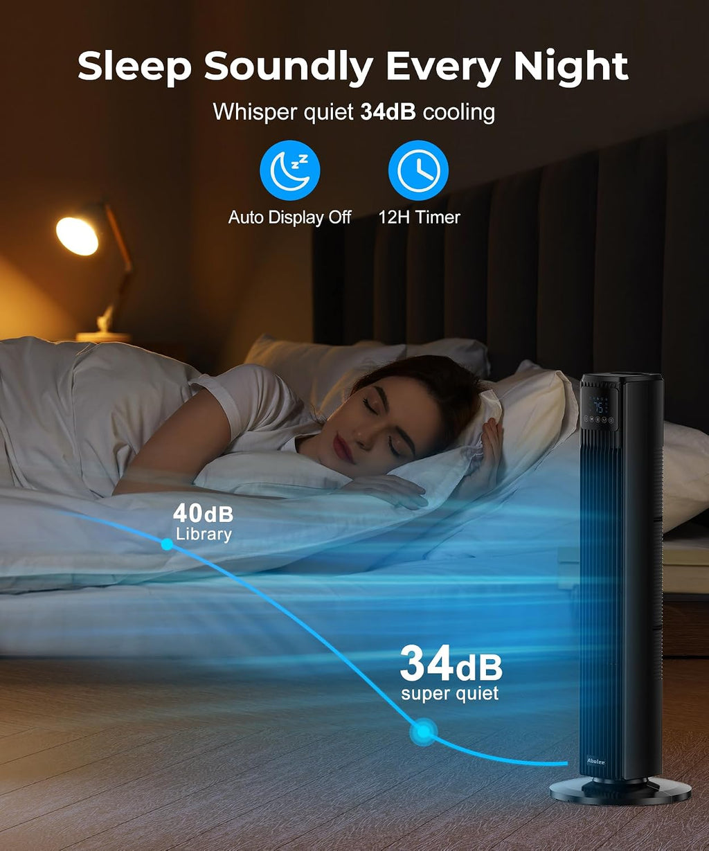 Tower Fan for Bedroom, Quiet Floor Fan, 90° Oscillating Fans for Indoors with 4 Speeds, 4 Modes, 24ft/s Velocity