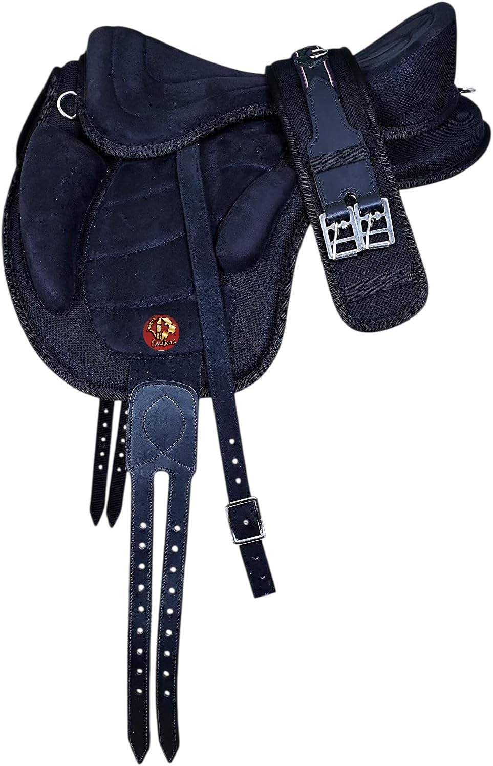 Treeless Freemax English Horse Saddle for Pony & Adult Riders, Lightweight Synthetic All-Purpose Saddle with Girth &