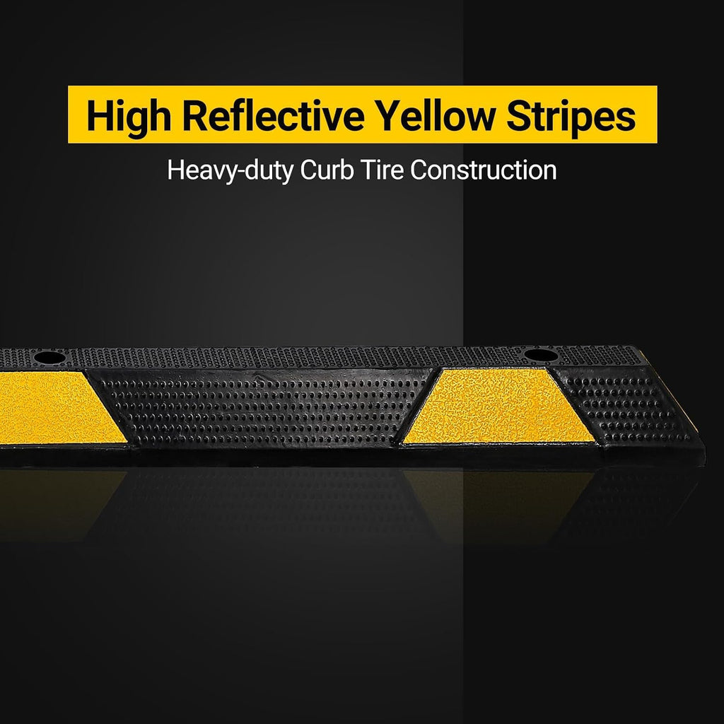 2-Pack Rubber Parking Curb, 72 Inch Heavy Duty Parking Stoppers, 55000 LBS Capacity Parking Bumpers, Garage Wheel