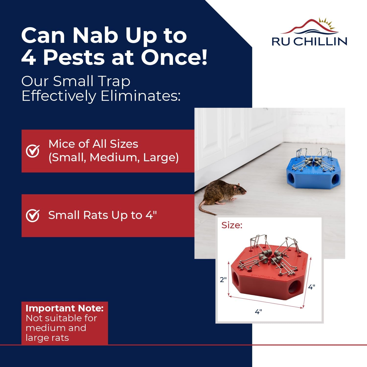 Reusable Multi-Catch Mouse Trap, Indoor/Outdoor - Black | 4-in-1 reusable snap design catches up to 4 mice without