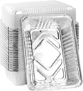 125 Pack 1.5 Lbs 7 x 5 Inch Rectangle Aluminum Pans, Disposable Aluminum Foil Pans with Clear Lids for Baking