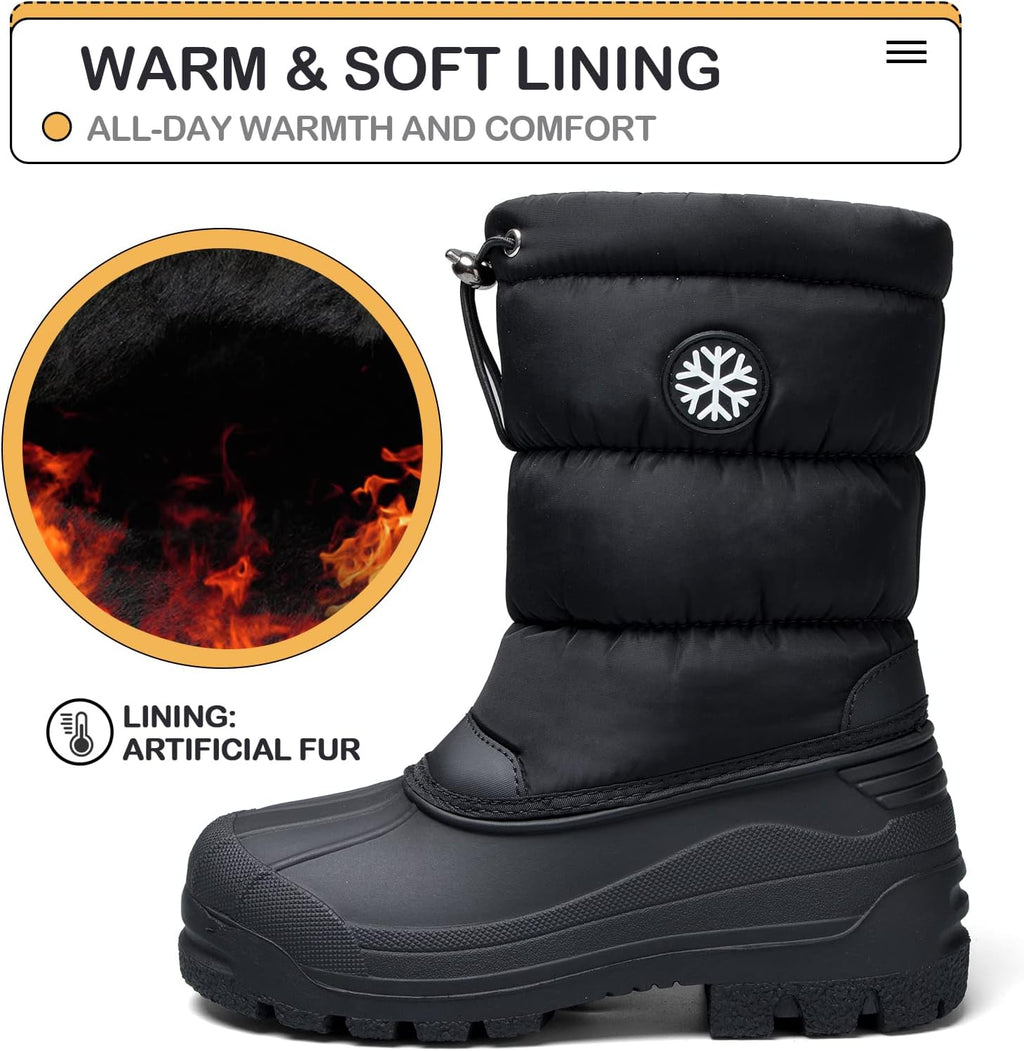 Snow Boots for Boys & Girls Warm Waterproof Slip Resistant Winter Shoes (Toddler/Little Kid/Big Kid)