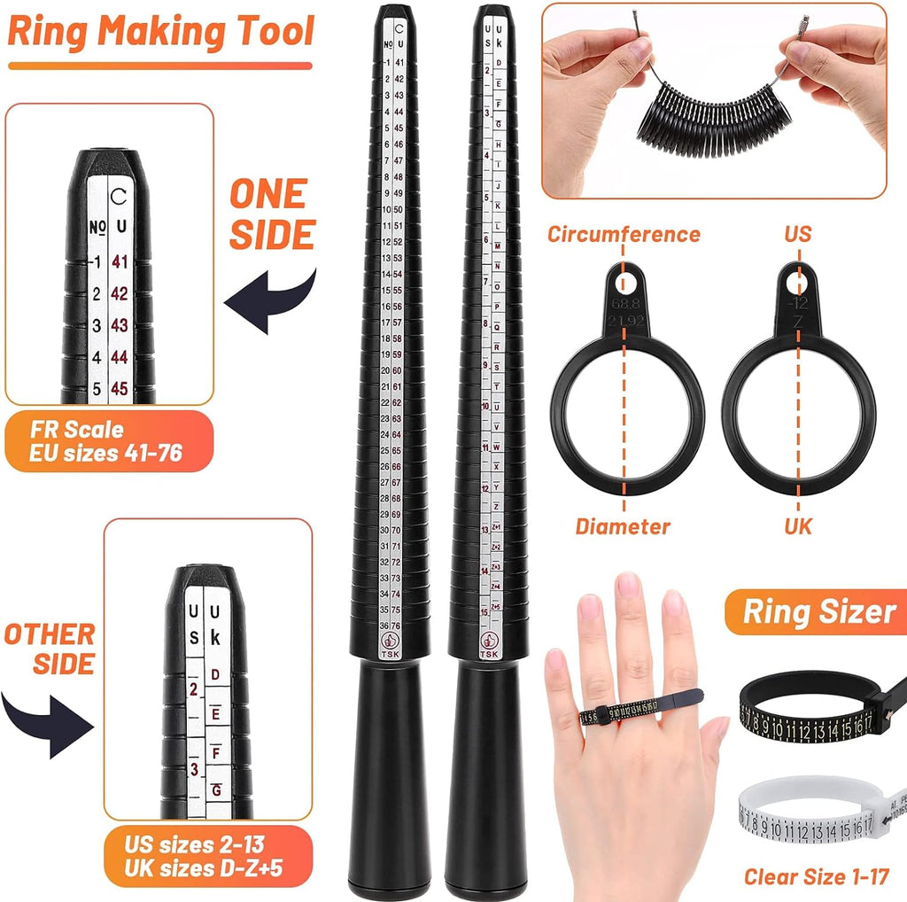 Jewelry Wire Wrapping Jewelry Making Supplies Kit, Ring Sizer Measuring Tools Kit with Tools, Ring Craft Wires