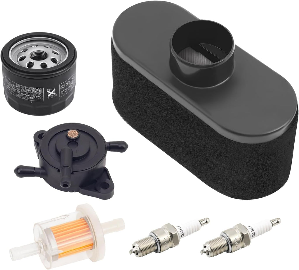 Air Filter & Oil Filter & Fuel Filter & Fuel Pump & Spark Plug Tune Up Kit Compatible with Kawasaki FR651V FR691V FR730V FS481V FS541V FS600V FS651V FS691V FS730V 4-cycle engine