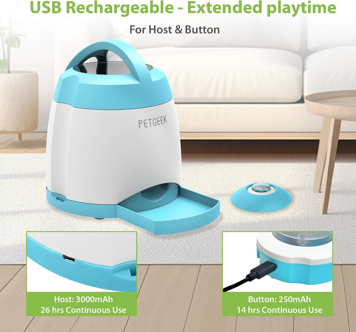 Dog Treat Dispenser Toy, USB-Charged Interactive Toy for IQ Play