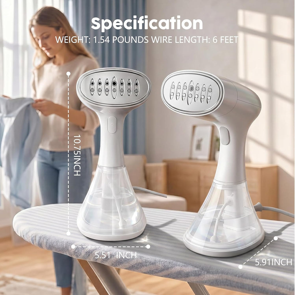 1600W Handheld Garment Steamer, Portable Electric Clothes Steam Iron with 3 Adjustable Steam Settings, Premium
