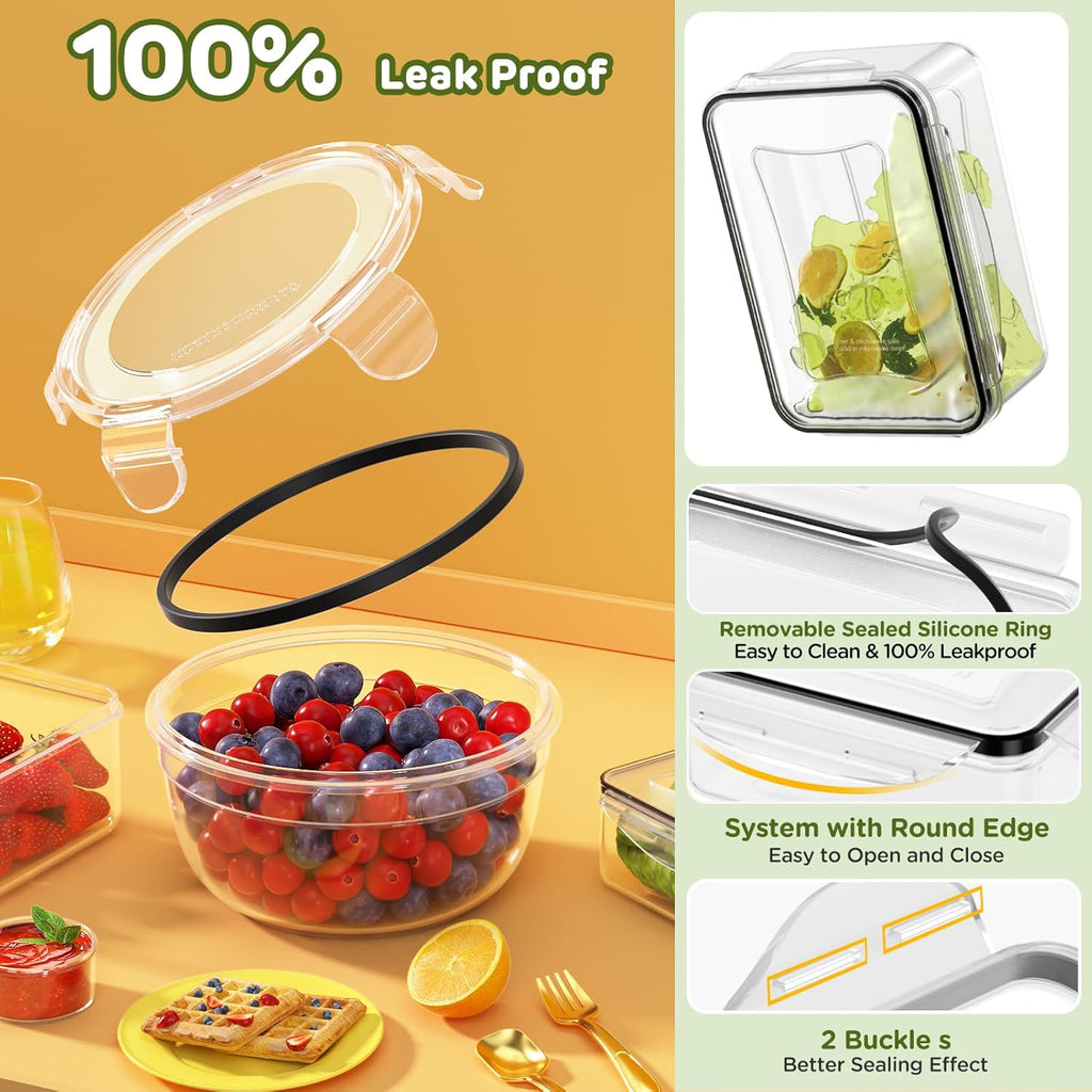 40 PCS Food Storage Containers with Lids Airtight (20 Lids &20 Containers) - Leakproof Meal-Prep Containers for