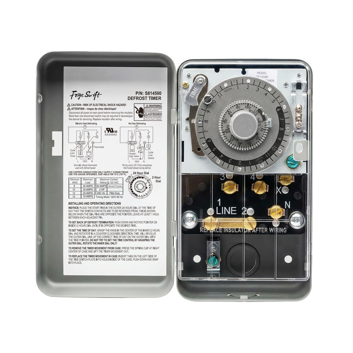 S8145-00 Commercial Refrigeration Defrost Control Timer 40A 2HP 120VAC 60Hz