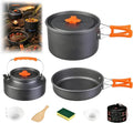 Camping Cookware, 10-Piece Non-Stick Foldable Mess Kit with Kettle | Crafted from durable anodized aluminum;
