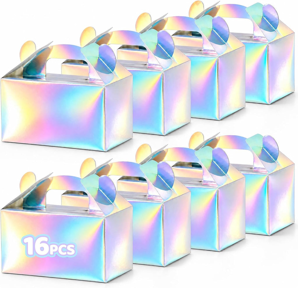 16PCS Iridescent Gable Favor Boxes, 6.1 X 3.3 X 3.5 inches