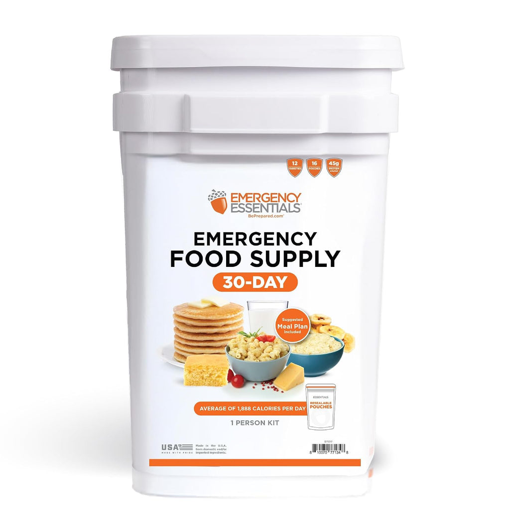 1-Month Emergency Food Supply Bucket, 257 Servings, 56,650 Calories | Long-Term Survival Food Kit for Disaster