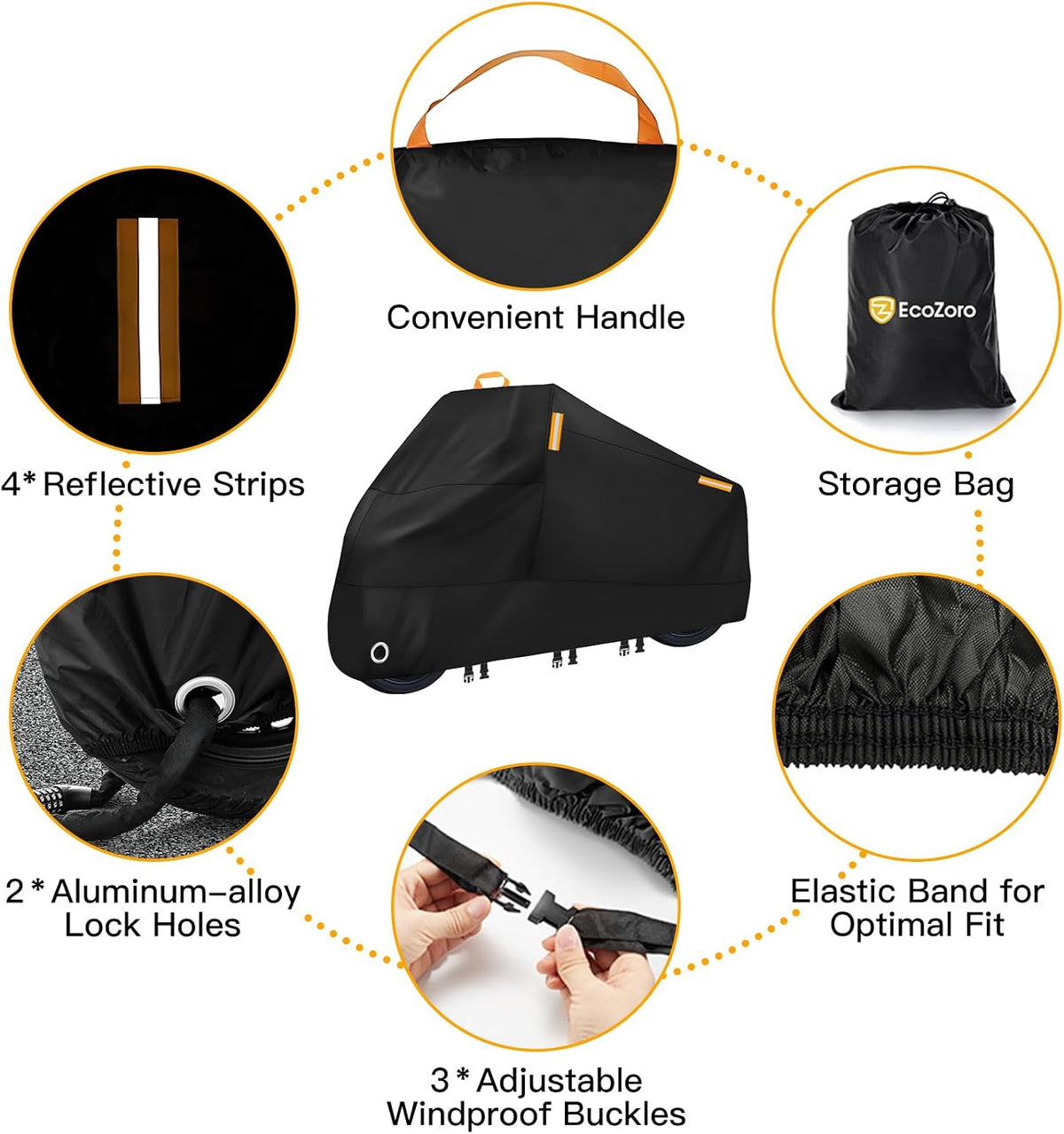 300D Heavy Duty Motorcycle Cover Waterproof Outdoor Storage