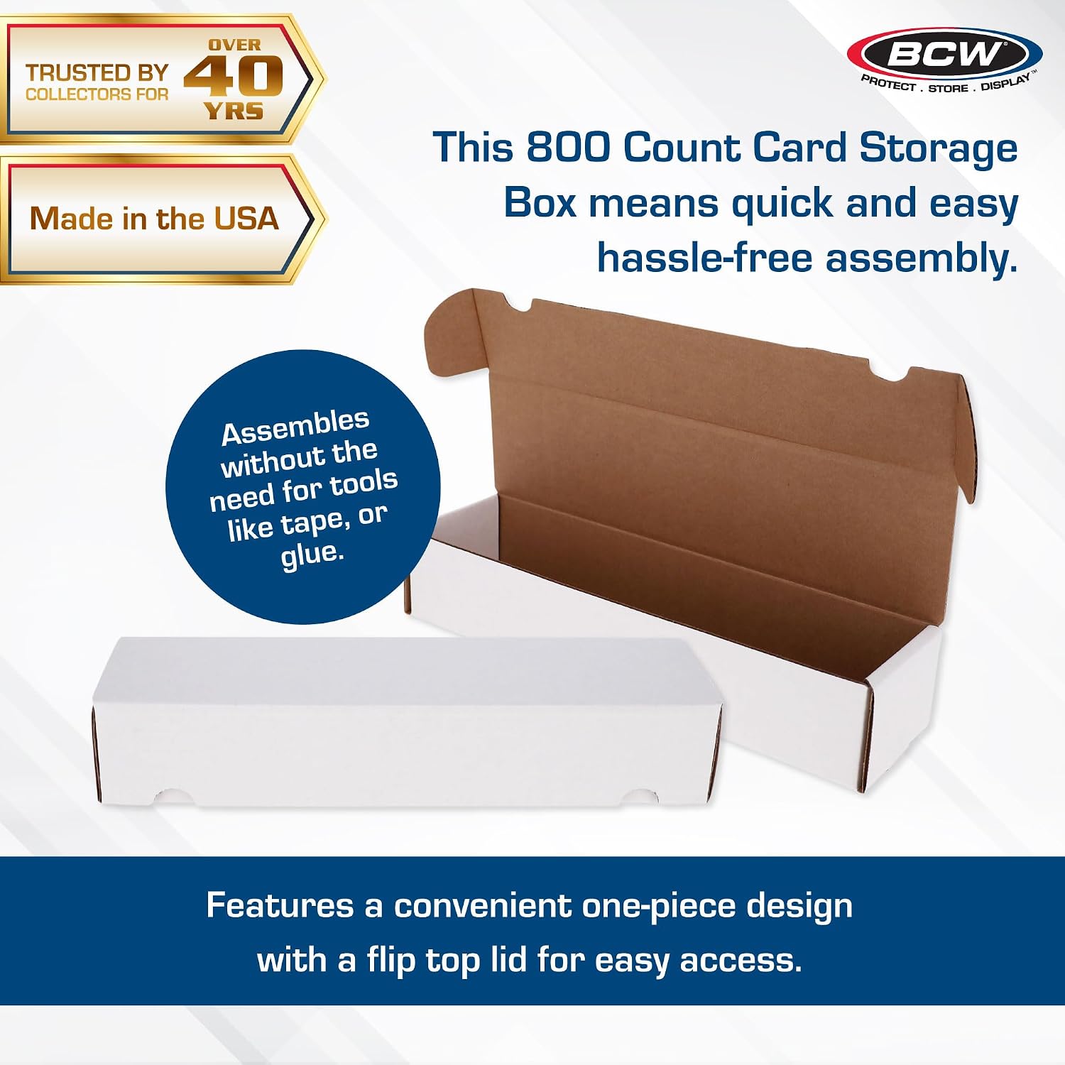 800-Count Trading Card Storage Box, 1 Pack | Cardboard Organizer for Baseball, Basketball & Football Cards | Fits