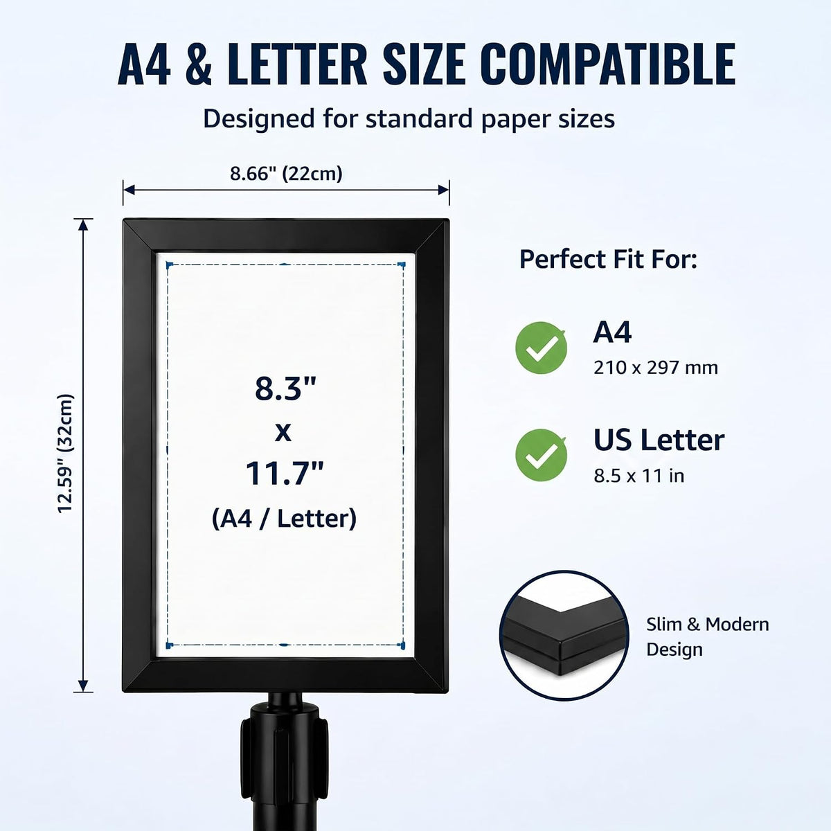 4 Pcs Stanchion Sign Holder Double Sided Frame with Cover