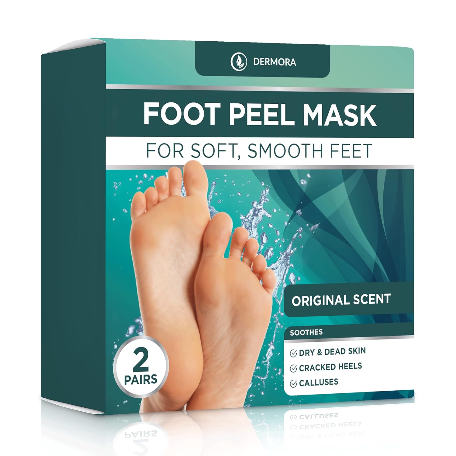 Foot Peel Mask, Exfoliating Foot Peeling Mask, 2 Pairs, Original | Dry and Cracked Feet, At-Home Spa Care, Callus