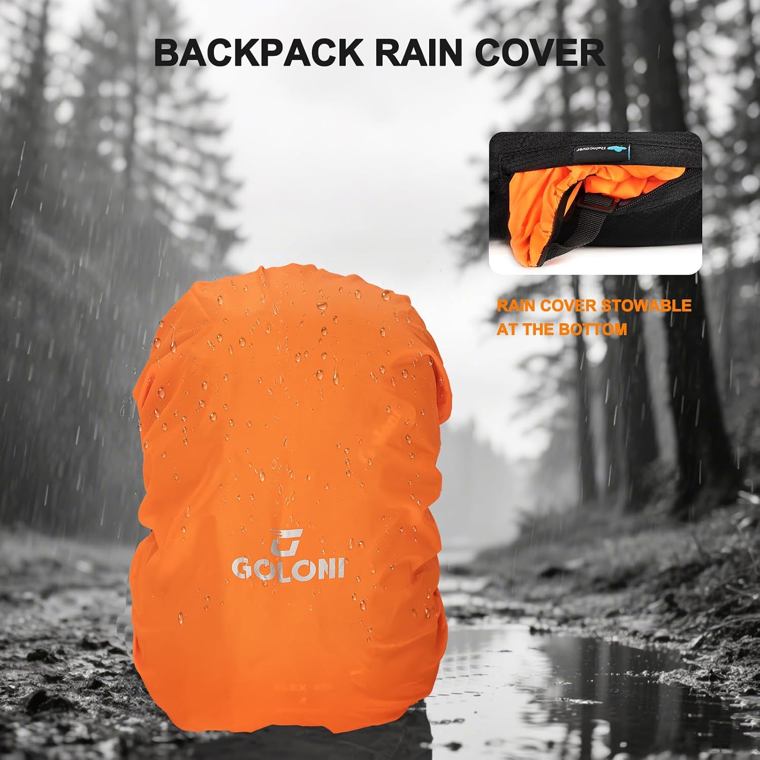 45L Hiking Backpack Lightweight Foldable, Waterproof Camping Backpack with Rain Cover & Hiking Pole Mat Carrying