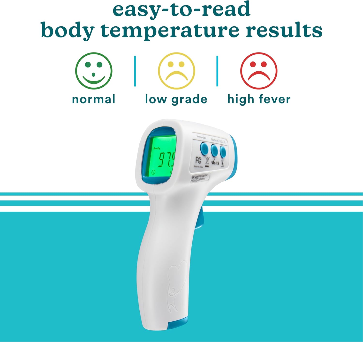 Non-Contact Infrared Forehead Thermometer, Clinically Proven Fast Accurate Results, High-Fever Alert with 4-in-1