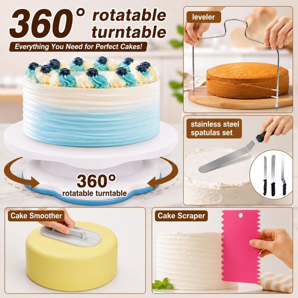 Cake Decorating Kits 567 PCS Baking Set with Springform Pans Set, Rotating Turntable, Decorating Tools, Cake Baking