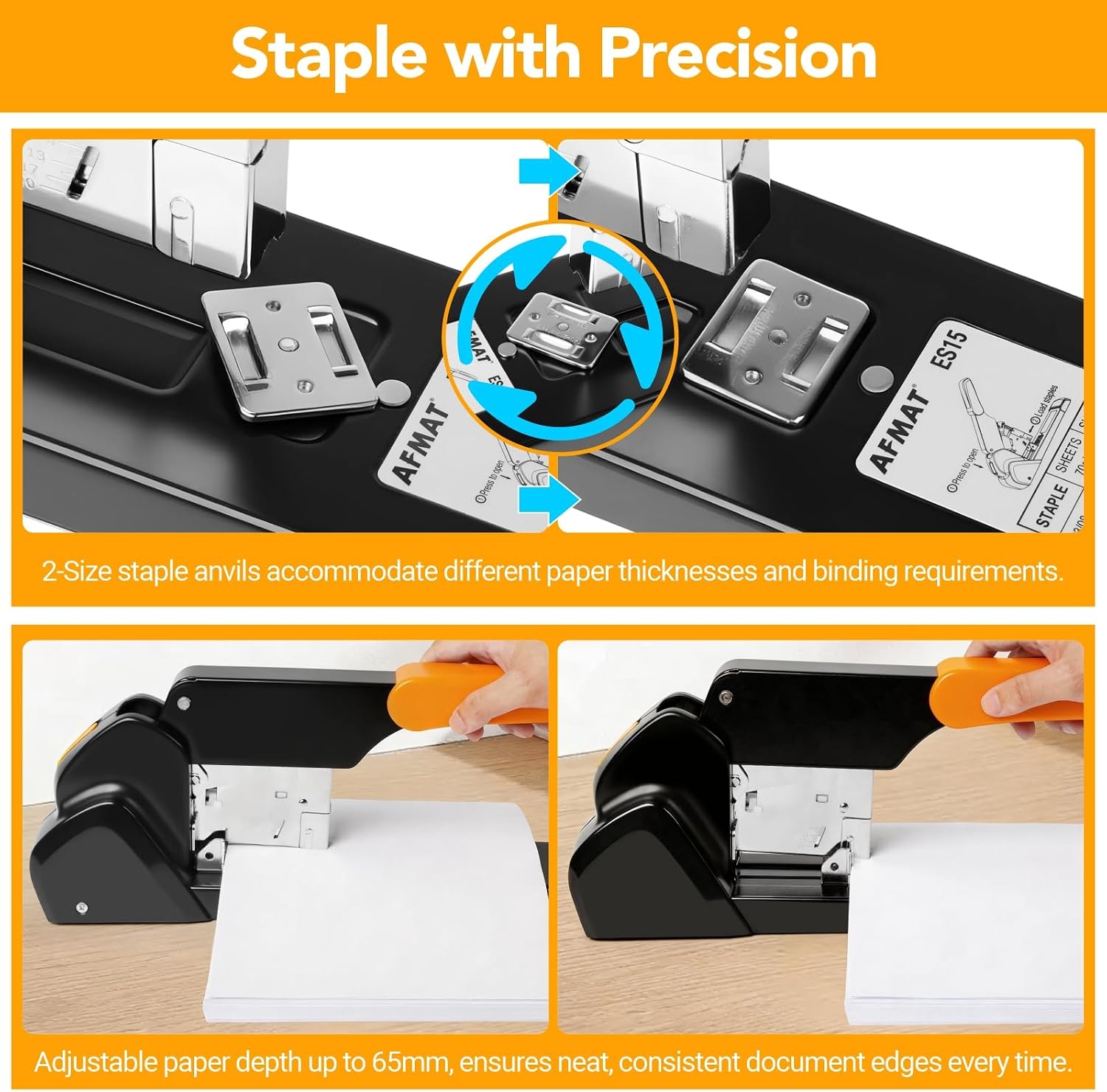 Heavy Duty Stapler 220 Sheets, Large Staplers for Desk with 7000 Staples, 60% Reduced Effort, 50,000+ Uses, Jam Free