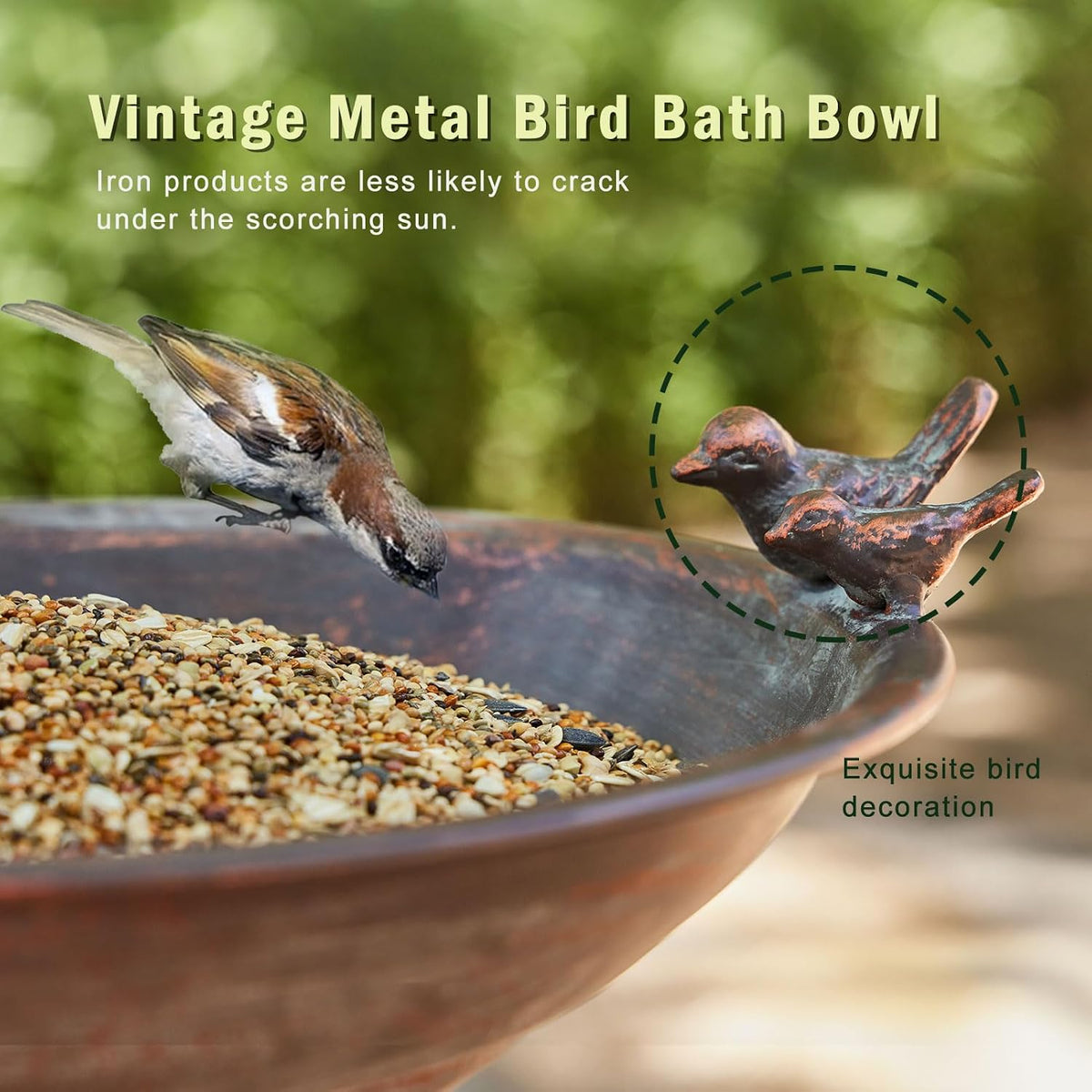 Cast Iron Pedestal Bird Bath,Metal Bird Bath for Outdoor,Vintage Birdbath