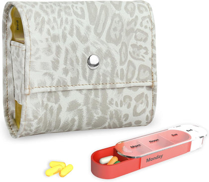 Pill Organizer,Haecsfl Weekly Travel Pill Case Box Medication Reminder Daily AM PM, Day Night 7 Compartments,for 4