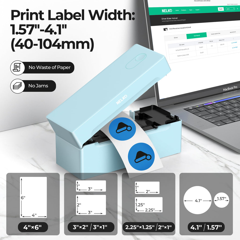 Bluetooth Thermal Shipping Label Printer, 4x6 Thermal Label Printer