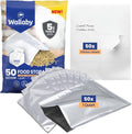 50 Count 1-Quart Mylar Bags with Labels, 5 Mil Total Thickness Long-Term Food Storage Pouches, 7x10 Heat-Sealable