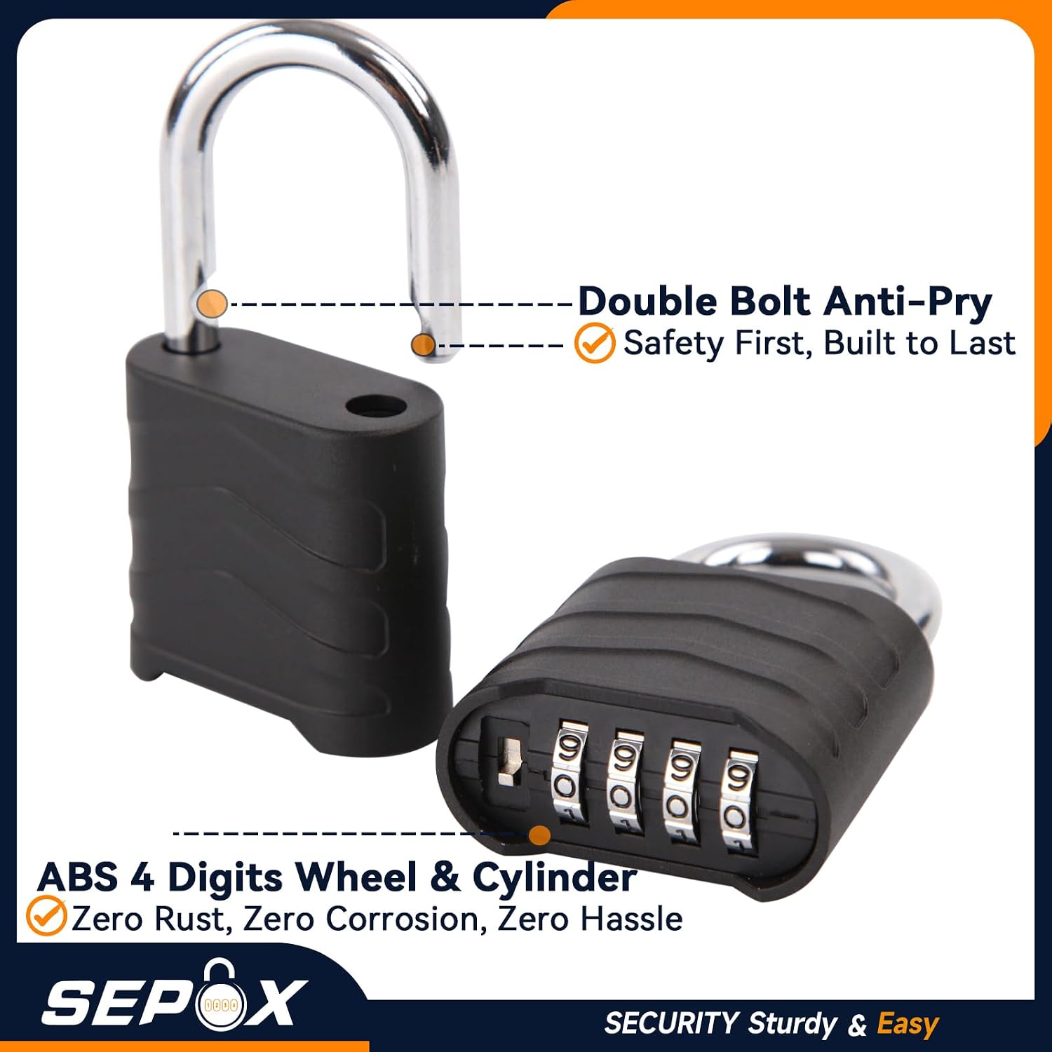 Combination Padlock Bundle – 6PCS 55mm Weatherproof Uncuttable 4-Digit for Warehouse/Home